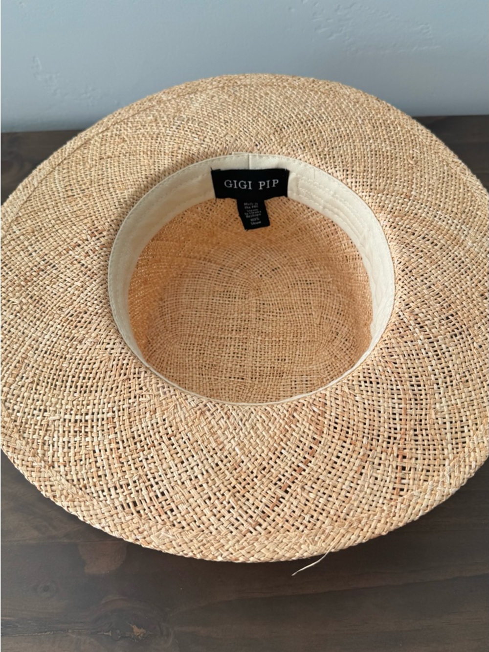 Woven Straw Sun Hat with Blush Leather Band. - Picture 7 of 13